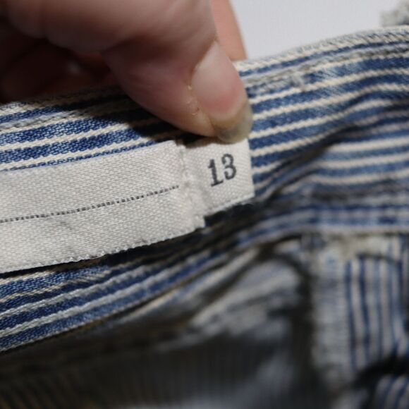 Levi’s Hickory Stripe Shortalls Overalls Crisscross Straps Juniors 13 NWT - Picture 8 of 16